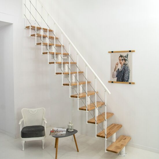 Modultrappa Comfort Top Minka – Vit / Bok (Beech)